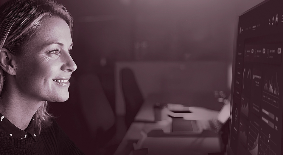 Woman working at a computer in an office